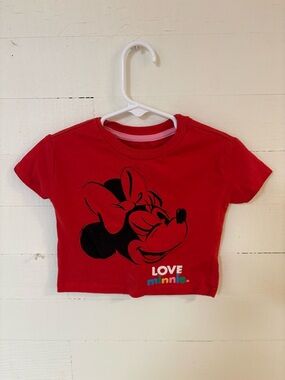Disney Minnie Mouse Baby Crop Tee Red 12M Love Minnie Shirt